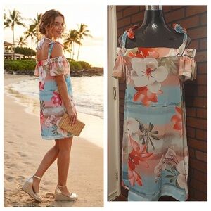 Ted Baker Sheer Floral Cover Up Off Shoulder Beach Resort Size M